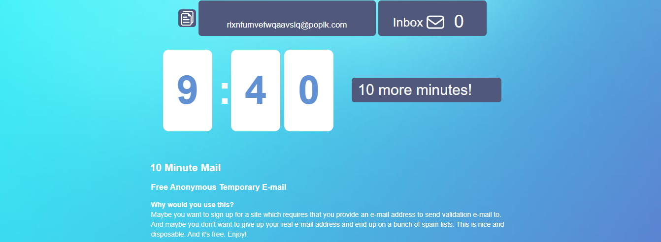 10 minute mail a fun website